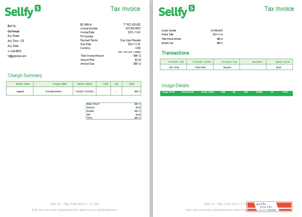Latvia Sellfy tax invoice PSD template